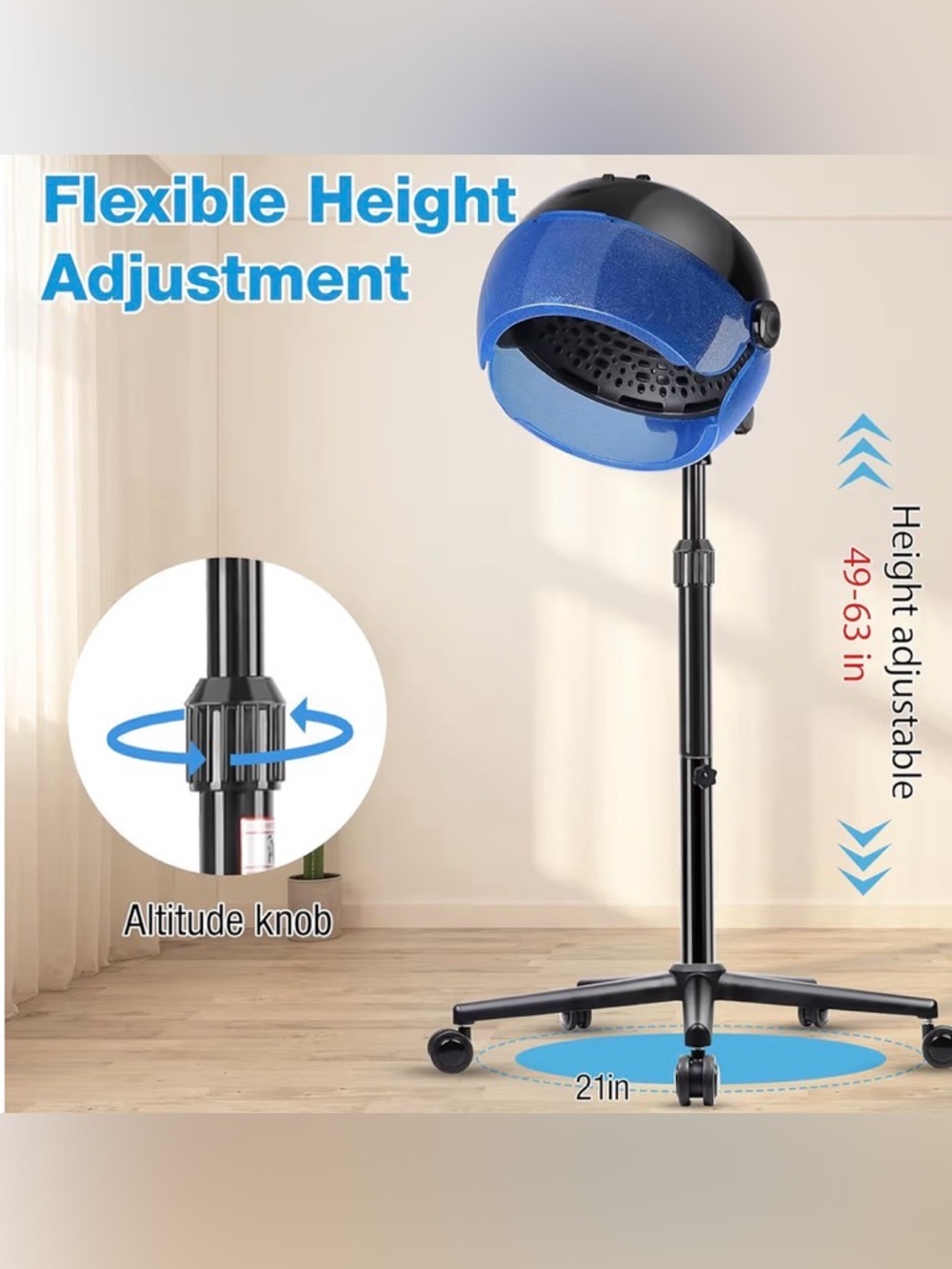Portable Salon Hair Dryer Hood - Blue and Black